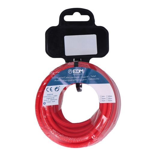 Carrete Cable Cordón Tubular H03Vv-F 2 X 0,75 Mm² Rojo, 5 M