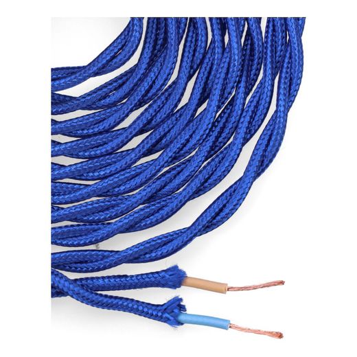 Carrete Cable Textil Trenzado H03Vv-F 2 X 0,75 Mm² Azul, 5 M