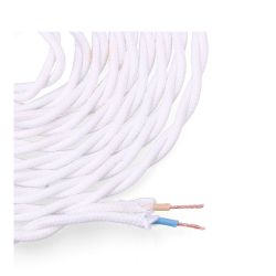 Carrete Cable Textil Trenzado H03Vv-F 2 X 0,75 Mm² Blanco, 5 M