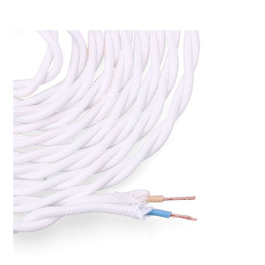 Carrete Cable Textil Trenzado H03Vv-F 2 X 0,75 Mm² Blanco, 5 M