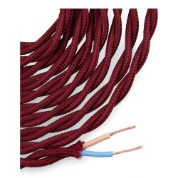 Carrete Cable Textil Trenzado H03Vv-F 2 X 0,75 Mm² Burdeos, 5 M