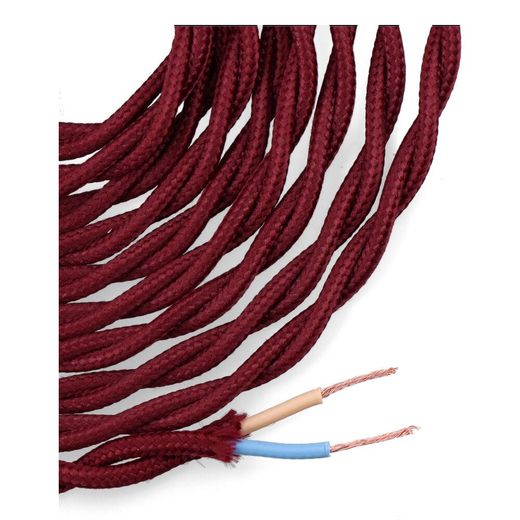 Carrete Cable Textil Trenzado H03Vv-F 2 X 0,75 Mm² Burdeos, 5 M