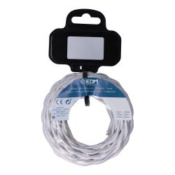 Carrete Cable Textil Trenzado H03Vv-F 2 X 0,75 Mm² Gris Plateado, 5 M