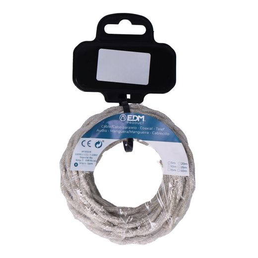 Carrete Cable Textil Trenzado H03Vv-F 2 X 0,75 Mm² Lino, 5 M