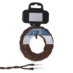 Carrete Cable Textil Trenzado H03Vv-F 2 X 0,75 Mm² Marrón, 5 M