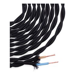 Carrete Cable Textil Trenzado H03Vv-F 2 X 0,75 Mm² Negro, 5 M