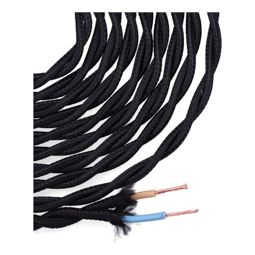 Carrete Cable Textil Trenzado H03Vv-F 2 X 0,75 Mm² Negro, 5 M