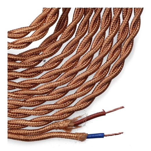 Carrete Cable Textil Trenzado H03Vv-F 2 X 0,75 Mm² Oro, 5 M