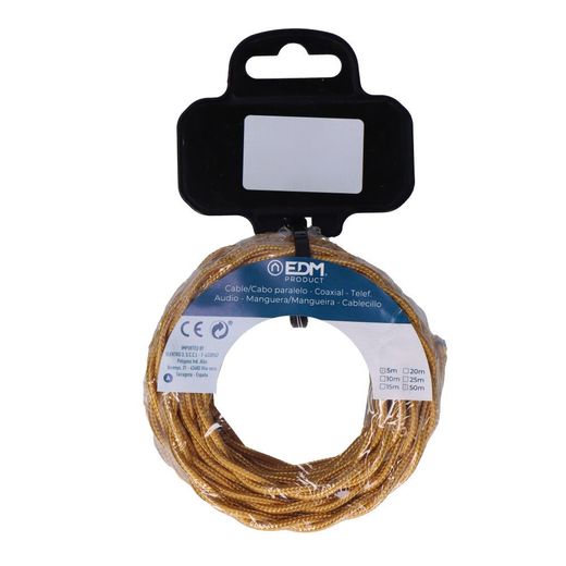 Carrete Cable Textil Trenzado H03Vv-F 2 X 0,75 Mm² Oro, 5 M