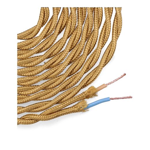 Carrete Cable Textil Trenzado H03Vv-F 2 X 0,75 Mm² Oro Oscuro, 5 M