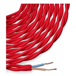 Carrete Cable Textil Trenzado H03Vv-F 2 X 0,75 Mm² Rojo, 5 M