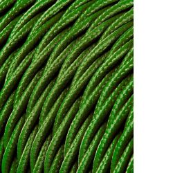Carrete Cable Textil Trenzado H03Vv-F 2 X 0,75 Mm² Verde, 25 M