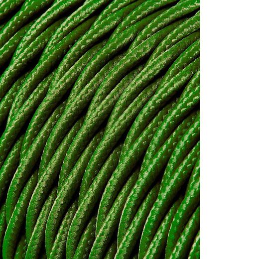 Carrete Cable Textil Trenzado H03Vv-F 2 X 0,75 Mm² Verde, 25 M