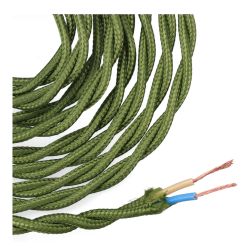 Carrete Cable Textil Trenzado H03Vv-F 2 X 0,75 Mm² Verde, 5 M