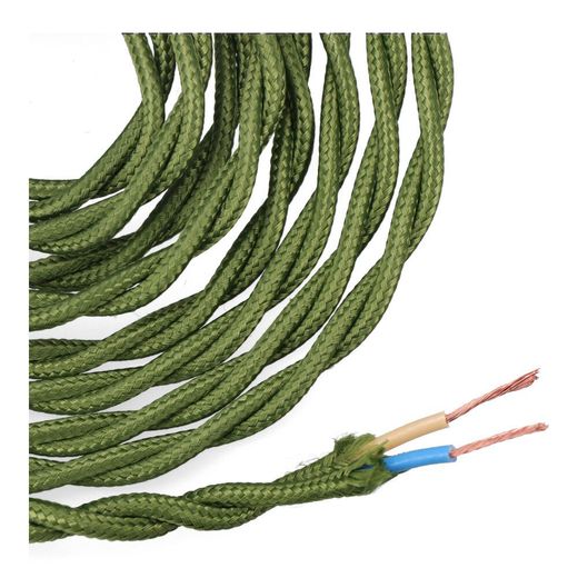 Carrete Cable Textil Trenzado H03Vv-F 2 X 0,75 Mm² Verde, 5 M