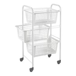 Carrito Multiuso Con 3 Cestos, San Diego, Blanco, 30 X 38 X 68 Cm