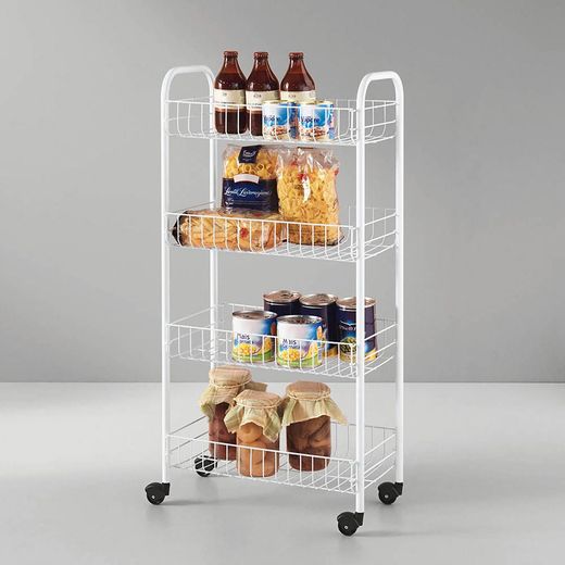 Carrito Multiuso Con 4 Cestos Blanco 41 X 23 X 84 Cm