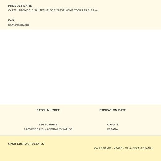 Cartel Promocional Tematico Sin Pvp Koma Tools 29,7X42Cm