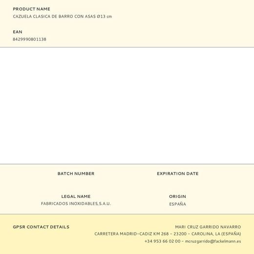 Cazuela Clasica De Barro Con Asas Ø13 Cm