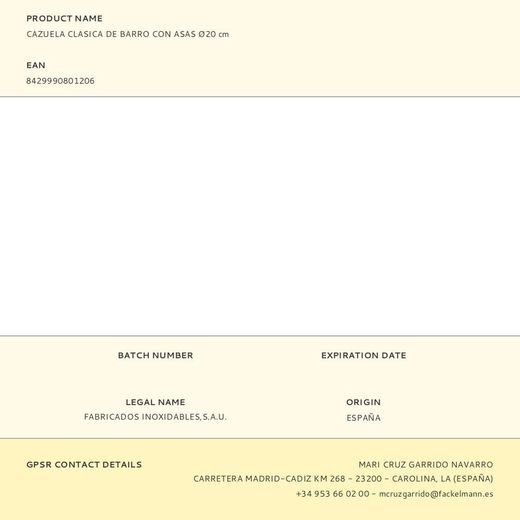 Cazuela Clasica De Barro Con Asas Ø20 Cm