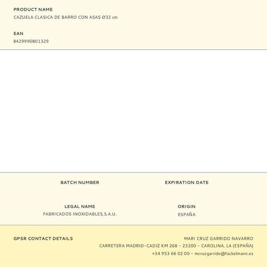 Cazuela Clasica De Barro Con Asas Ø32 Cm