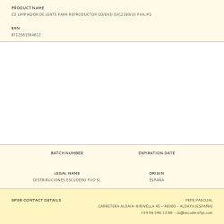 Cd Limpiador De Lente Para Reproductor Cd/Dvd Svc2330/10