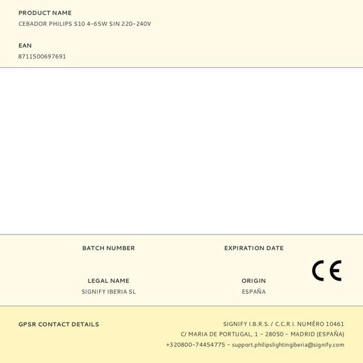 Cebador Philips S10 4-65W Sin 220-240V