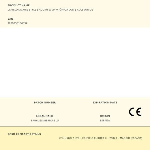 Cepillo De Aire Style Smooth 1000 W Iónico Con 3 Accesorios