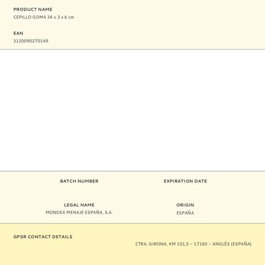 Cepillo Goma 34 X 3 X 6 Cm