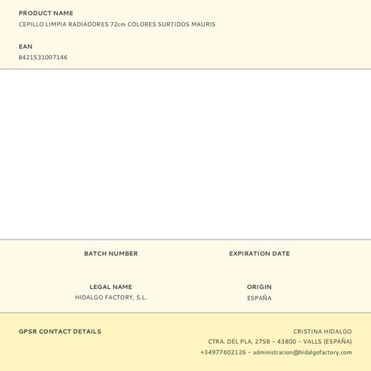 Cepillo Limpia Radiadores 72Cm Colores Surtidos Mauris