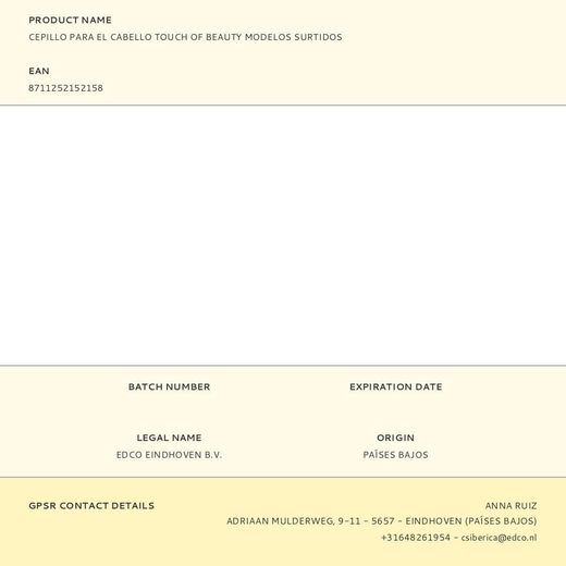 Cepillo Para El Cabello Touch Of Beauty Modelos Surtidos