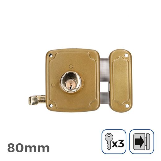 Cerradura Derecha 80Mm 3 Llaves Incluidas