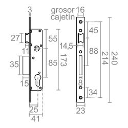Cerradura Embutir C/C Cre08 25/85 Mm Inox