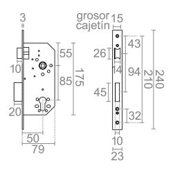 Cerradura Embutir C/C Cre12 50/85 Mm Níquel Satinado