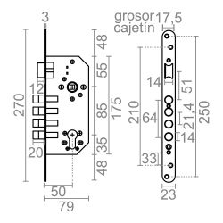 Cerradura Embutir C/R Cre07 50/85 Mm Latonado