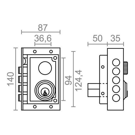 Cerradura Sobreponer Crs01 Derecha, Pintado Oro