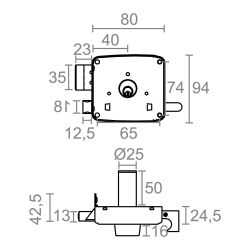 Cerradura Sobreponer Crs02 Derecha 40 X 80 Mm Pintado Oro