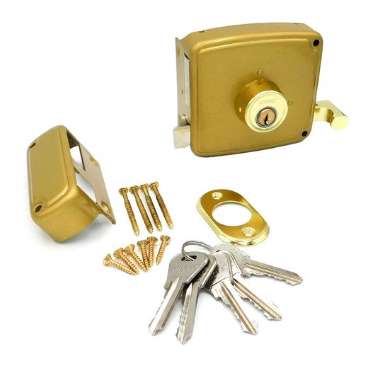 Cerradura Sobreponer Crs02 Derecha 40 X 80 Mm Pintado Oro