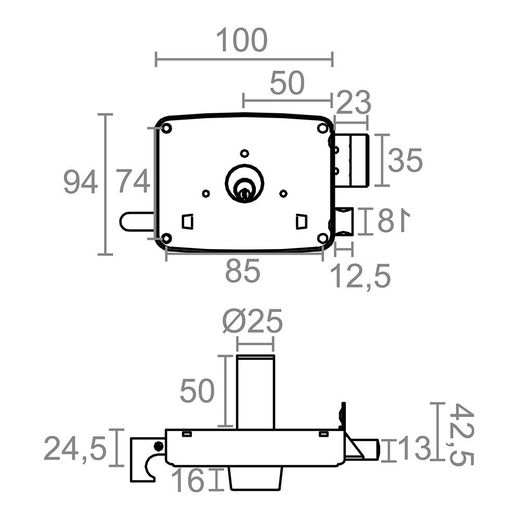 Cerradura Sobreponer Crs02 Izquierda 50 X 100 Mm Pintado Oro