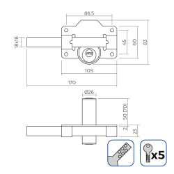 Cerrojo De Seguridad Color Níquel Incluye 5 Llaves De Seguridad