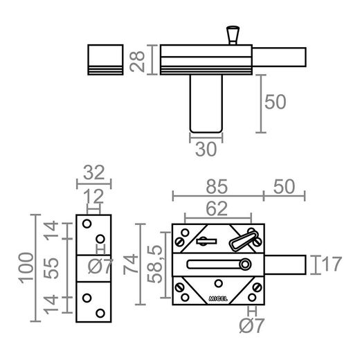 Cerrojo Seguridad Sobreponer Crr01 Latonado