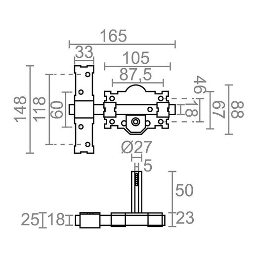 Cerrojo Sobreponer Crr06 105B/50 Mm Pintado Gris