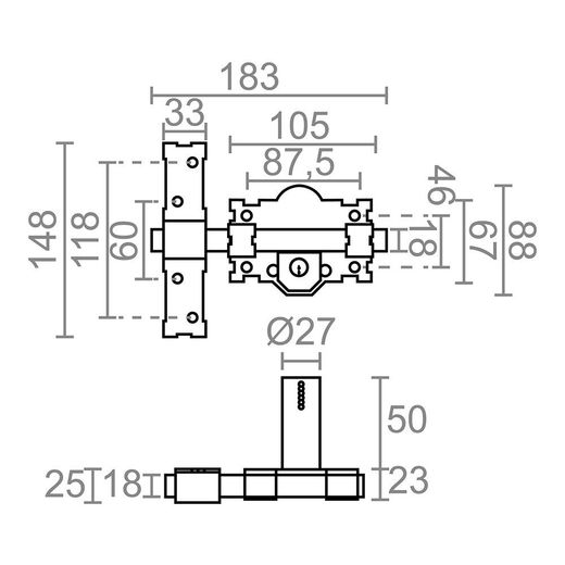 Cerrojo Sobreponer Crr07 105L/50 Mm Pintado Gris
