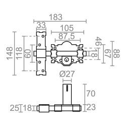 Cerrojo Sobreponer Crr07 105L/70 Mm Pintado Gris
