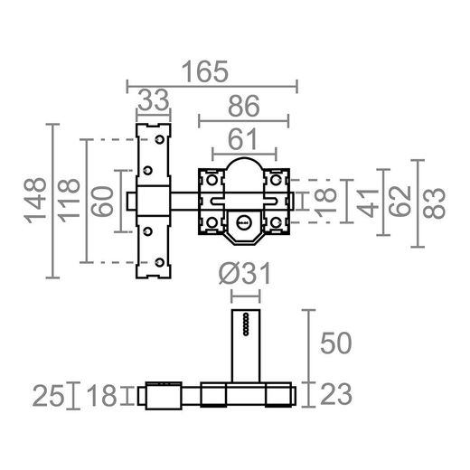 Cerrojo Sobreponer Crr11 86L/50 Mm Latón Satinado