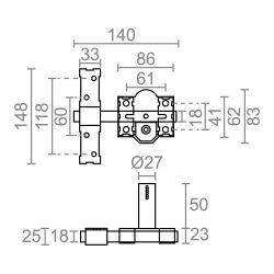 Cerrojo Sobreponer Crr12 86B/50 Mm Pintado Gris