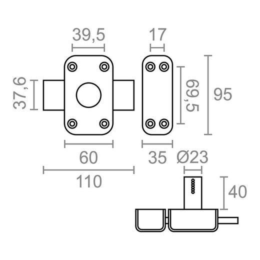 Cerrojo Sobreponer Ruleta Crr15 Pintado Gris