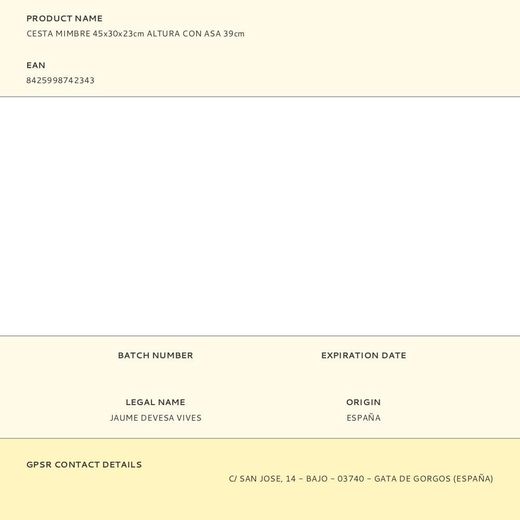 Cesta Mimbre 45X30X23Cm Altura Con Asa 39Cm