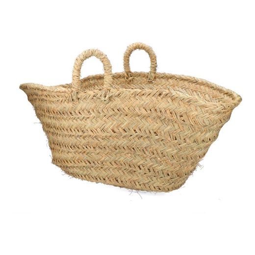Cesta Oval Para Leñero De Esparto,  60 X 35 X 45 Cm