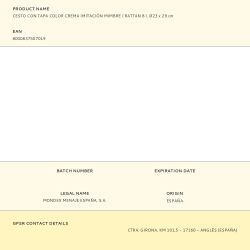 Cesto Con Tapa Color Crema Imitación Mimbre / Rattan 8 L, Ø23 X 29 Cm